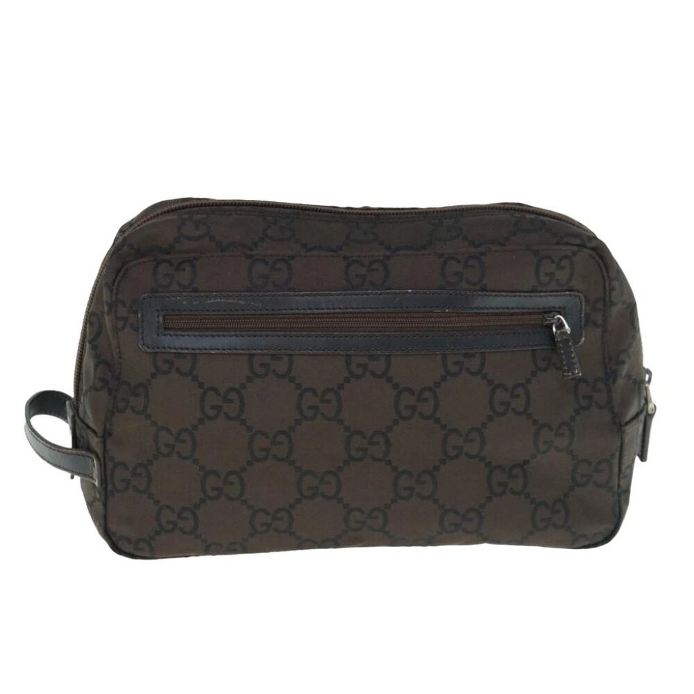 GUCCI GG Canvas Clutch Bag Dark Brown 112253 Auth 62829